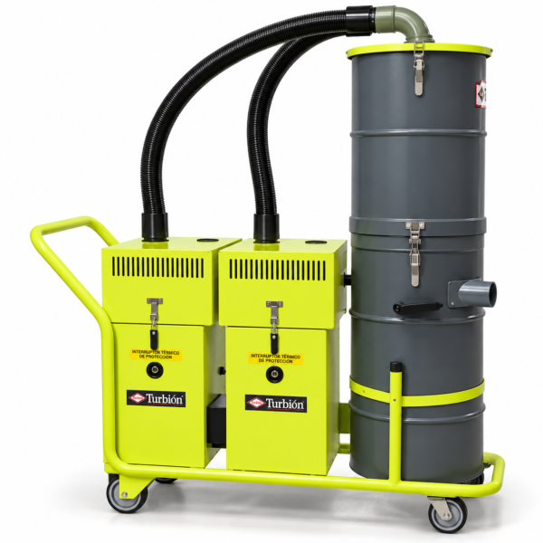 ASPIRADORA INDUSTRIAL TURBO BI POWER  H.E.P.A. 6HP PARA ÁREAS LIMPIAS TRIFÁSICA
