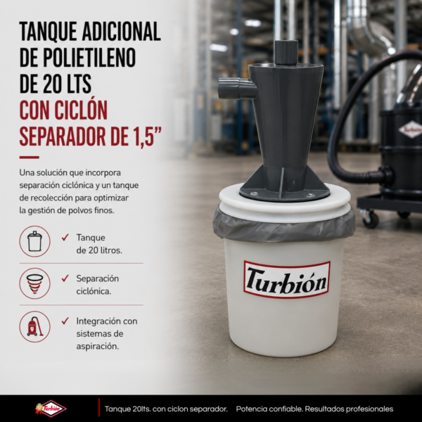 TANQUE ADICIONAL DE POLIETILENO DE 20LTS CON CICLÓN SEPARADOR DE 1.5”