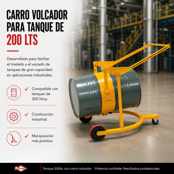 CARRO VOLCADOR PARA TANQUE DE 200 LTS