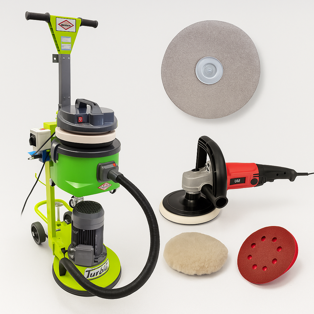 COMBO NIVELADORA UNIVERSAL TURBION: NIVELADORA UNIVERSAL MONOFÁSICA 2 HP CON KIT DE ASPIRACIÓN + LIJADORA DE MANO