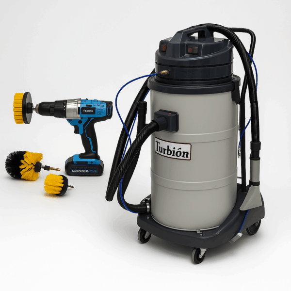 KIT DETAILING TURBION – BI POWER TANQUE POLIETILENO + ROTATIVO INALÁMBRICO CON CEPILLOS