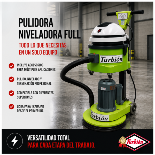 PULIDORA – NIVELADORA FULL CON ASPIRACIÓN TURBION 2HP
