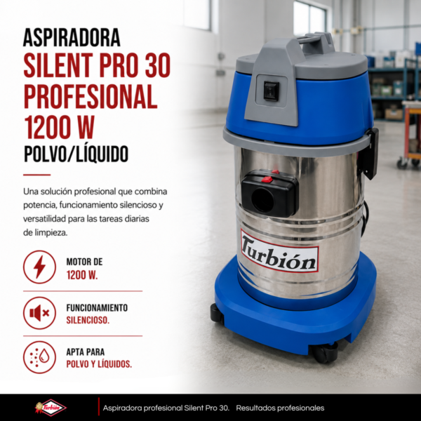 ASPIRADORA SILENT PRO 30 PROFESIONAL 1200W POLVO LIQUIDO