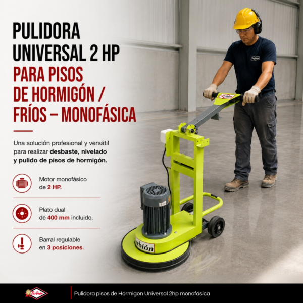 PULIDORA UNIVERSAL 2 HP PARA PISOS DE HORMIGÓN / FRÍOS – MONOFÁSICA
